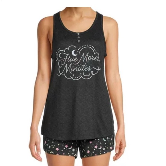 NEW, Secret Treasures Women's Plus Screen Print Tank Top and Shorts, 2-Piece Set - Picture 4 of 5